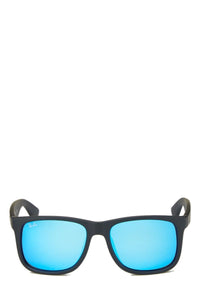 RAY-BAN BLACK MIRRORED RUBBERIZED FRAME JUSTIN COLOR MIX WAYFARER SUNGLASSES