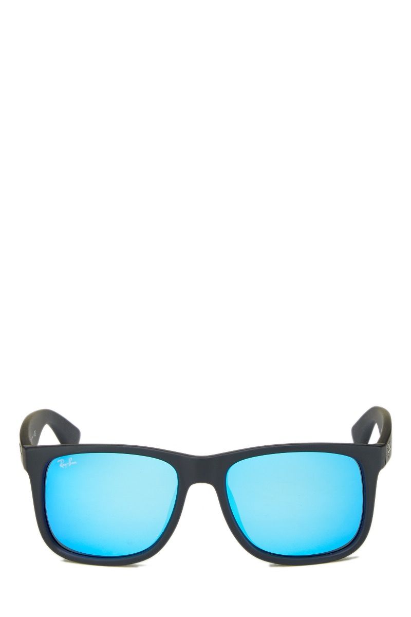 RAY-BAN BLACK MIRRORED RUBBERIZED FRAME JUSTIN COLOR MIX WAYFARER SUNGLASSES