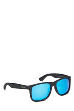 Carregar imagem no visualizador da galeria, RAY-BAN BLACK MIRRORED RUBBERIZED FRAME JUSTIN COLOR MIX WAYFARER SUNGLASSES