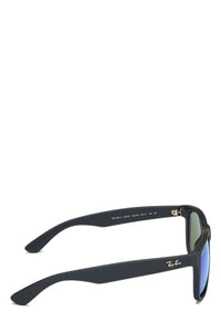 RAY-BAN BLACK MIRRORED RUBBERIZED FRAME JUSTIN COLOR MIX WAYFARER SUNGLASSES