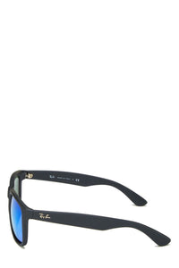 RAY-BAN BLACK MIRRORED RUBBERIZED FRAME JUSTIN COLOR MIX WAYFARER SUNGLASSES