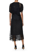 Carregar imagem no visualizador da galeria, VINTAGE BLACK SILK ANTIQUE LACE DRESS