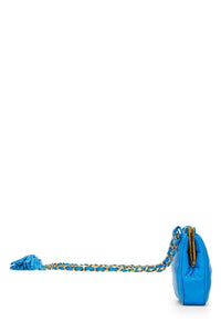 CHANEL BLUE LAMBSKIN KISS LOCK BELT BAG