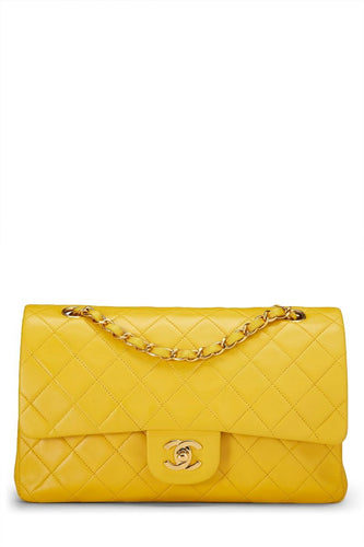 CHANEL YELLOW QUILTED LAMBSKIN CLASSIC DOUBLE FLAP MEDIUM