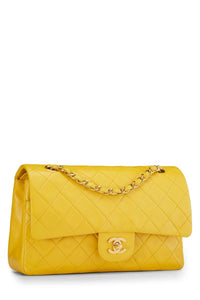CHANEL YELLOW QUILTED LAMBSKIN CLASSIC DOUBLE FLAP MEDIUM