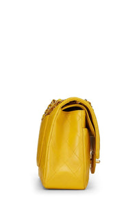 CHANEL YELLOW QUILTED LAMBSKIN CLASSIC DOUBLE FLAP MEDIUM