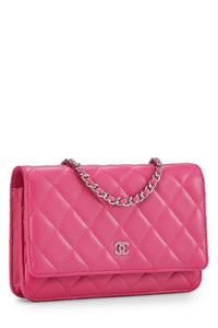 CHANEL PINK QUILTED LAMBSKIN WALLET ON CHAIN (WOC)