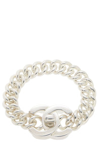 CHANEL SILVER 'CC' TURNLOCK BRACELET MEDIUM