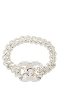 CHANEL SILVER 'CC' TURNLOCK BRACELET MEDIUM