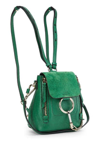 CHLOÉ GREEN LEATHER & SUEDE FAYE BACKPACK MINI