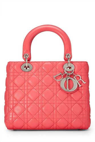 CHRISTIAN DIOR PINK QUILTED CANNAGE LAMBSKIN LADY DIOR MEDIUM