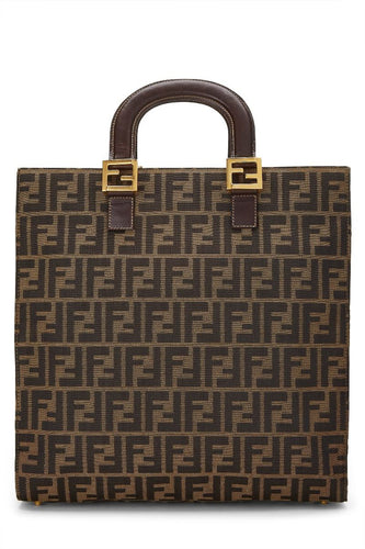 FENDI BROWN ZUCCA CANVAS TOTE