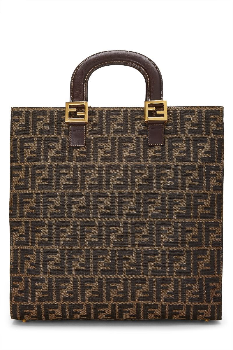 FENDI BROWN ZUCCA CANVAS TOTE