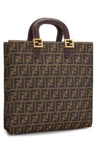 FENDI BROWN ZUCCA CANVAS TOTE