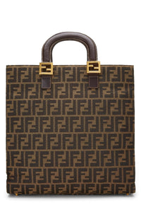 FENDI BROWN ZUCCA CANVAS TOTE