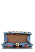 Carregar imagem no visualizador da galeria, GUCCI BLUE FLORAL EMBROIDERED LEATHER SYLVIE MEDIUM
