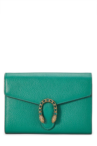 GUCCI GREEN LEATHER DIONYSUS WALLET ON CHAIN (WOC)