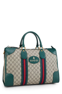 GUCCI GREEN GG SUPREME CANVAS SOFT WEB DUFFLE