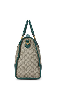 GUCCI GREEN GG SUPREME CANVAS SOFT WEB DUFFLE