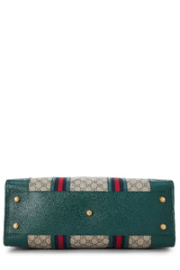 GUCCI GREEN GG SUPREME CANVAS SOFT WEB DUFFLE