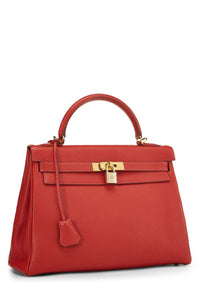 HERMÈS ROUGE GARANCE TOGO KELLY RETOURNE 32