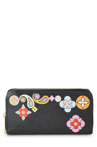 LOUIS VUITTON BLACK EPI MONOGRAM FLORAL ZIPPY CONTINENTAL WALLET