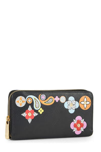LOUIS VUITTON BLACK EPI MONOGRAM FLORAL ZIPPY CONTINENTAL WALLET