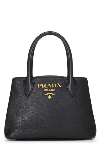 PRADA BLACK VITELLO DAINO HANDBAG MINI