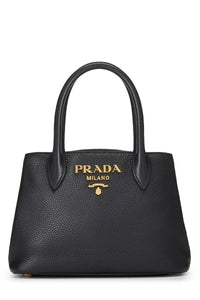 PRADA BLACK VITELLO DAINO HANDBAG MINI