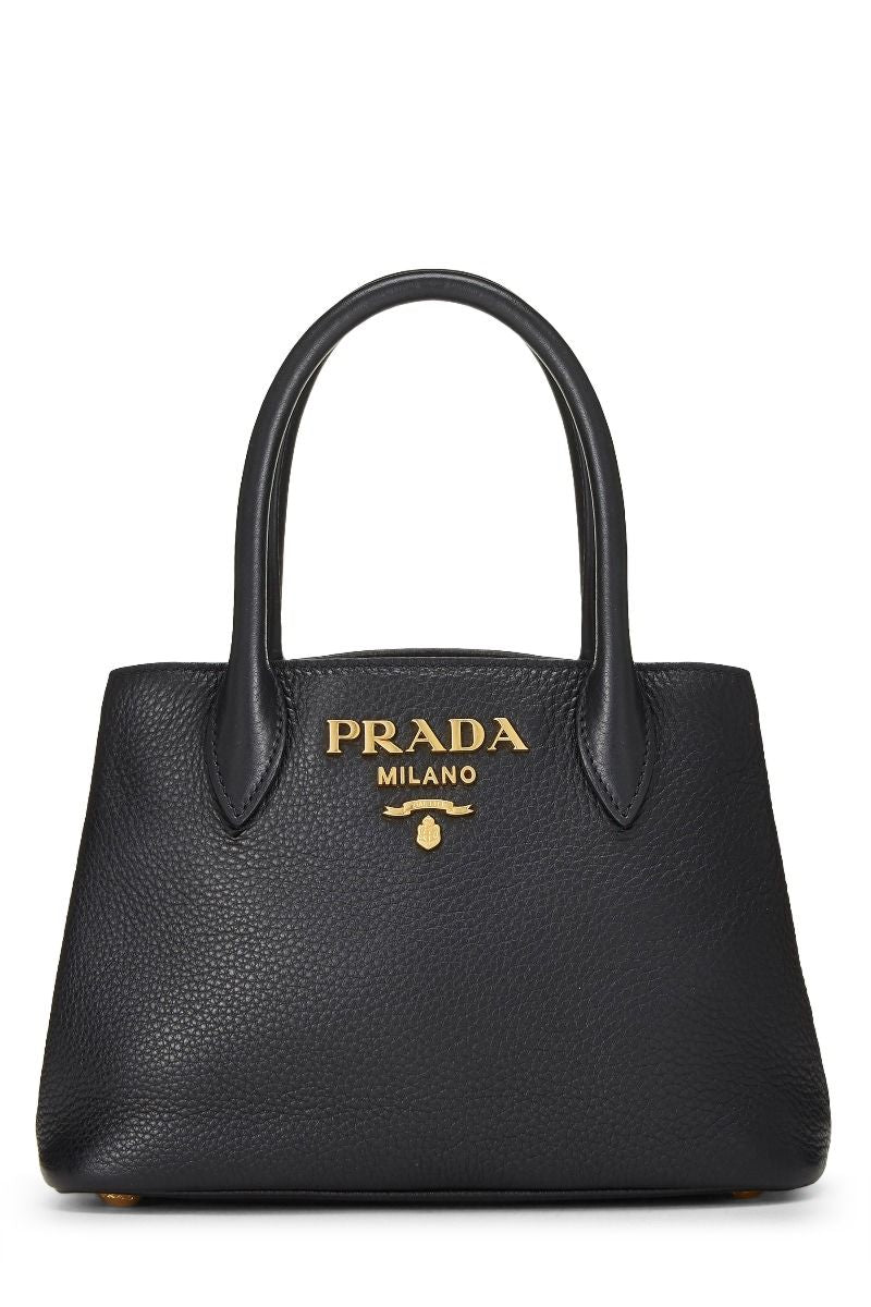 PRADA BLACK VITELLO DAINO HANDBAG MINI