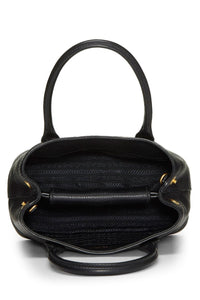 PRADA BLACK VITELLO DAINO HANDBAG MINI