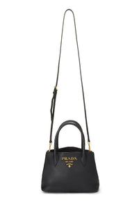 PRADA BLACK VITELLO DAINO HANDBAG MINI